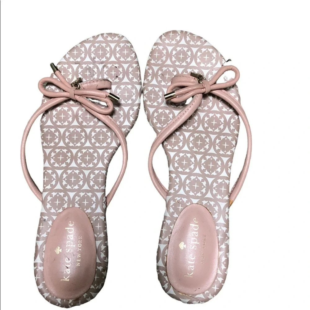 KATE SPADE PINK BOW LEATHER FLIP FLOPS